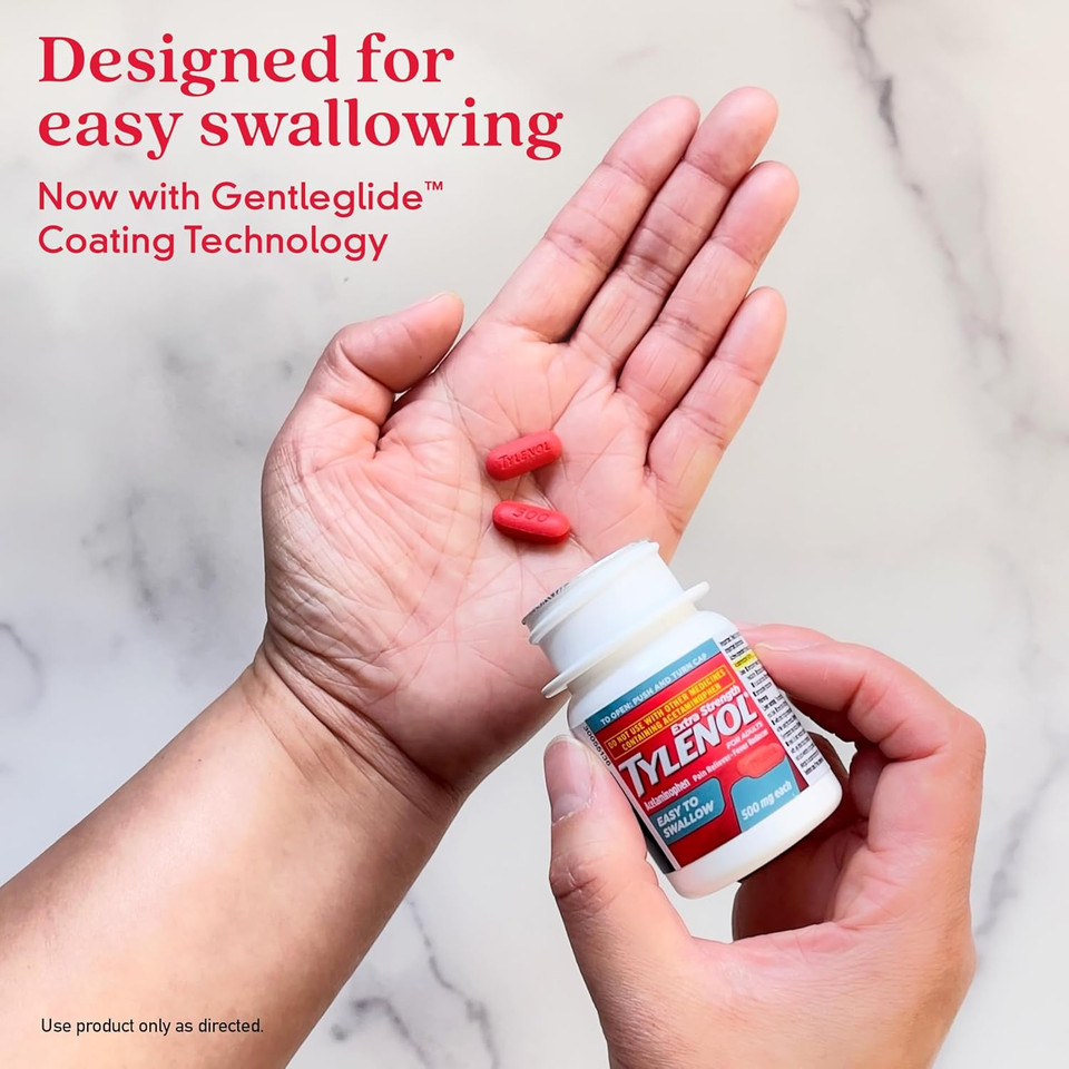 Tylenol Extra Strength Easy To Swallow Acetaminophen, Pain Reliever & Fever Reducer Coated Caplets For Adults With Gentleglide Technology, 500 Mg Extra Strength Acetaminophen, 100 Ct Tylenol Extra Strength Easy To Swallow Acetaminophen, Pain Reliever & Fever Reducer Coated Caplets For Adults With Gentleglide Technology, 500 Mg Extra Strength Acetaminophen, 100 Ct