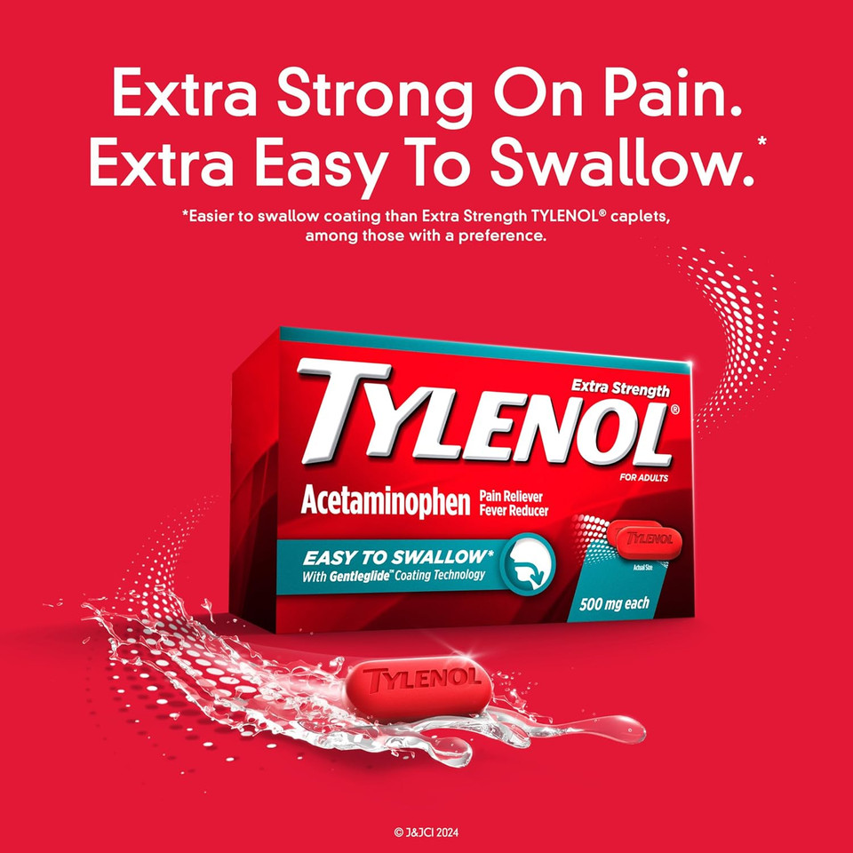 Tylenol Extra Strength Easy To Swallow Acetaminophen, Pain Reliever & Fever Reducer Coated Caplets For Adults With Gentleglide Technology, 500 Mg Extra Strength Acetaminophen, 24 Ct Tylenol Extra Strength Easy To Swallow Acetaminophen, Pain Reliever & Fever Reducer Coated Caplets For Adults With Gentleglide Technology, 500 Mg Extra Strength Acetaminophen, 24 Ct