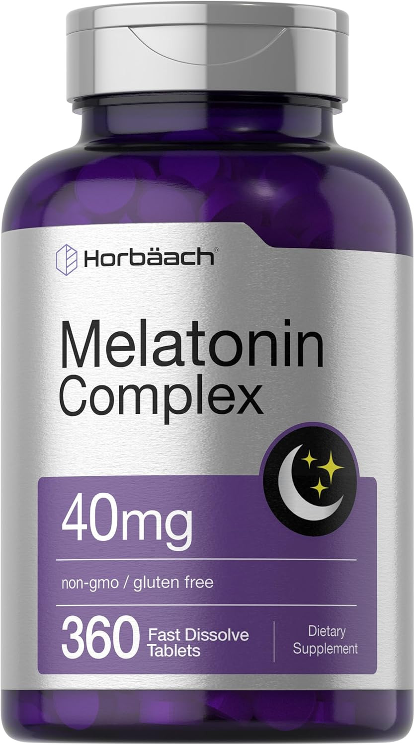 Horbã£Â¤Ach Melatonin 40Mg Complex | 360 Fast Dissolve Tablets | Adult Extra Strength Supplement | With Chamomile And Ashwagandha | Vegetarian, Non-Gmo, Gluten Free