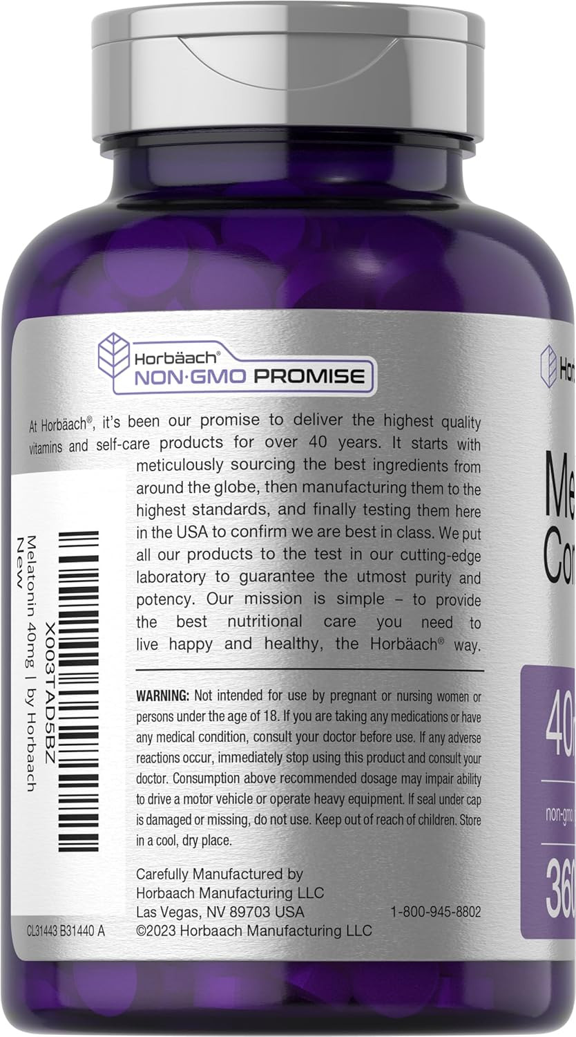 Horbã£Â¤Ach Melatonin 40Mg Complex | 360 Fast Dissolve Tablets | Adult Extra Strength Supplement | With Chamomile And Ashwagandha | Vegetarian, Non-Gmo, Gluten Free