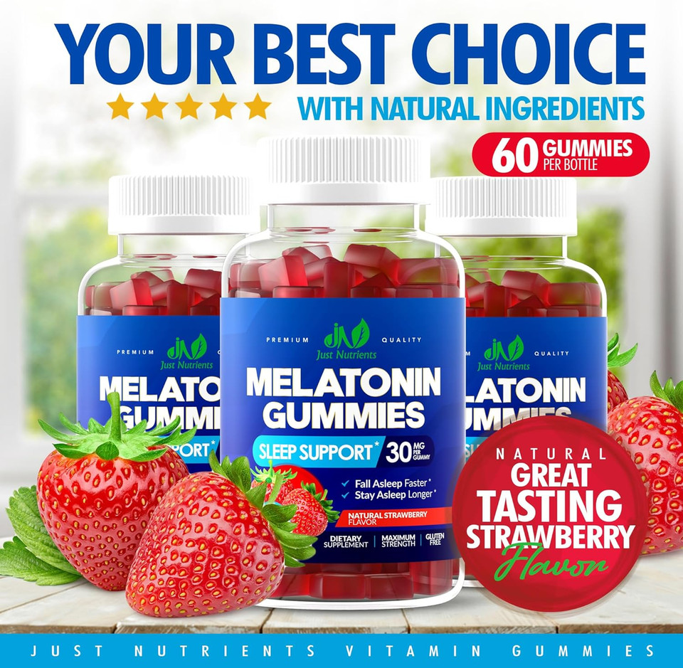 Melatonin 30Mg Gummies For Adults (60 Servings) - Maximum Strength Sleep Aid With 30Mg Of Melatonin Per Gummy - Gluten-Free, Sugar-Free, Non-Gmo, 100% Vegetarian, Strawberry Flavor - 60 Gummies