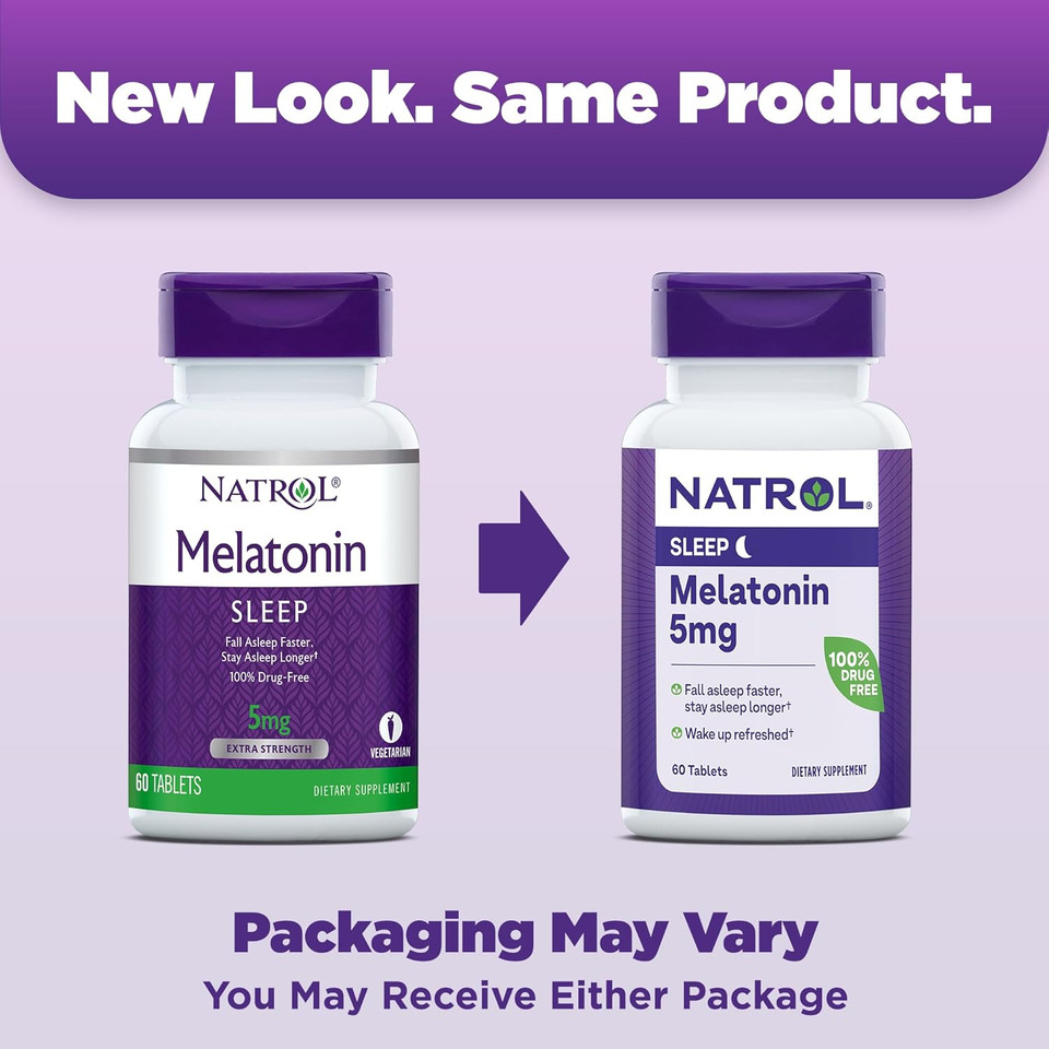 Natrol Melatonin 5 Mg, Dietary Supplement For Restful Sleep, Sleep Supplements For Adults, 60 Melatonin Tablets, 60 Day Supply