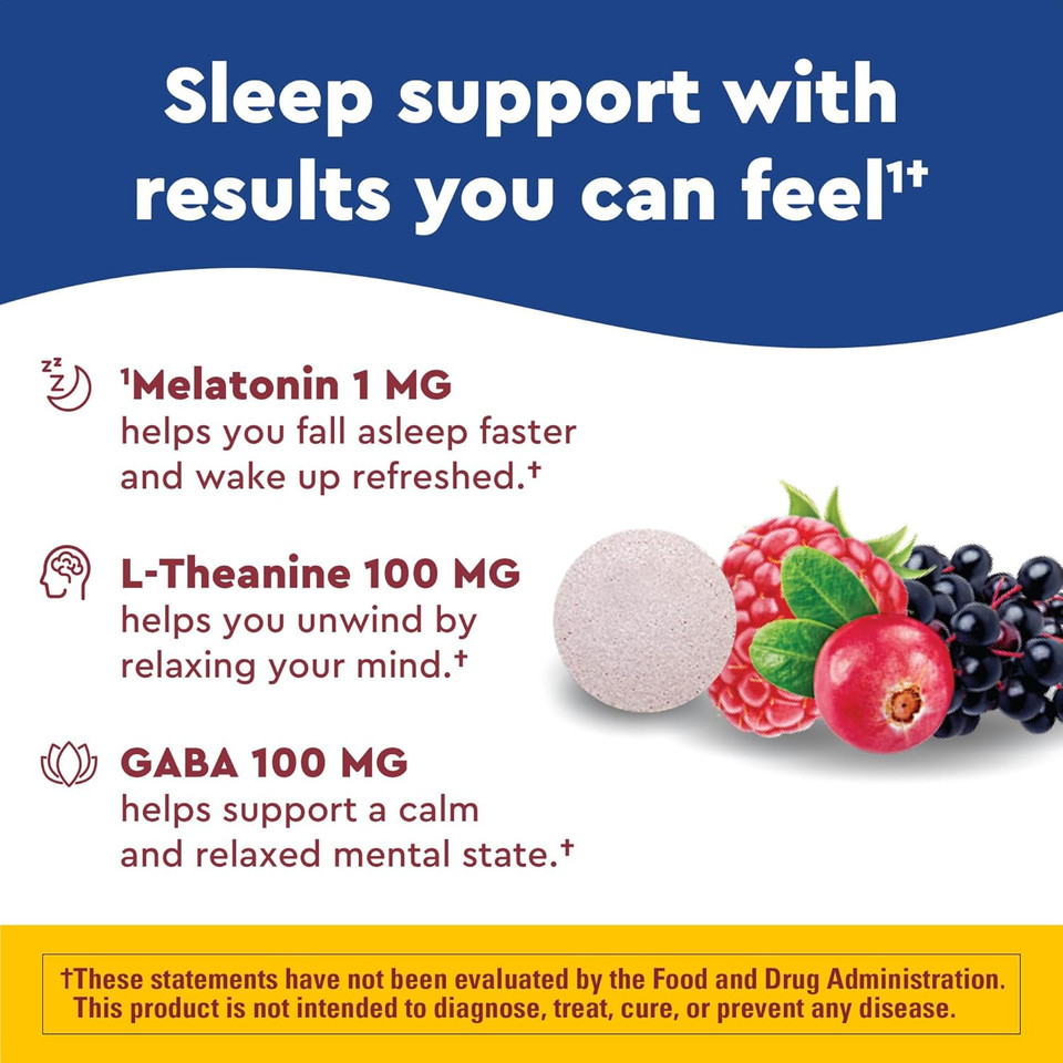 Nature Made Wellblends Back To Sleep, Lower Dose Melatonin 1 Mg, L Theanine 100 Mg And Gaba 100Mg, Sleep Supplement, 40 Fast Dissolve Tablets