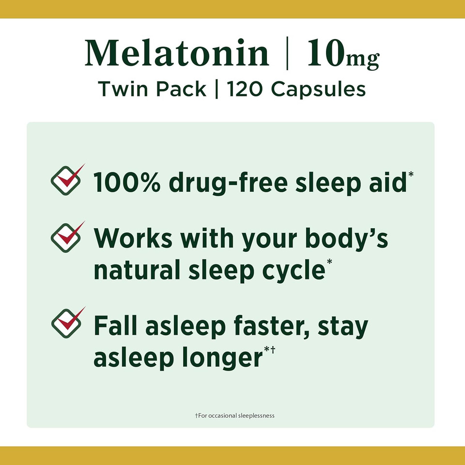 Nature'S Bounty Melatonin, Promotes Relaxation And Sleep Health, 10Mg, Capsules, 60 Ct (2 Pack)