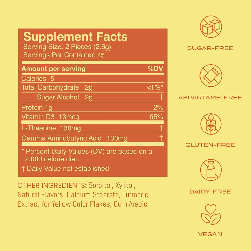 Neurogum Calm & Clarity Mints (144 Pieces) - Sugar Free With L-Theanine + Gaba + Vitamin D3 - Nootropic Brain Supplements For Memory - Enhances Calm, Stress Relief For Men & Women - Honey Lemon