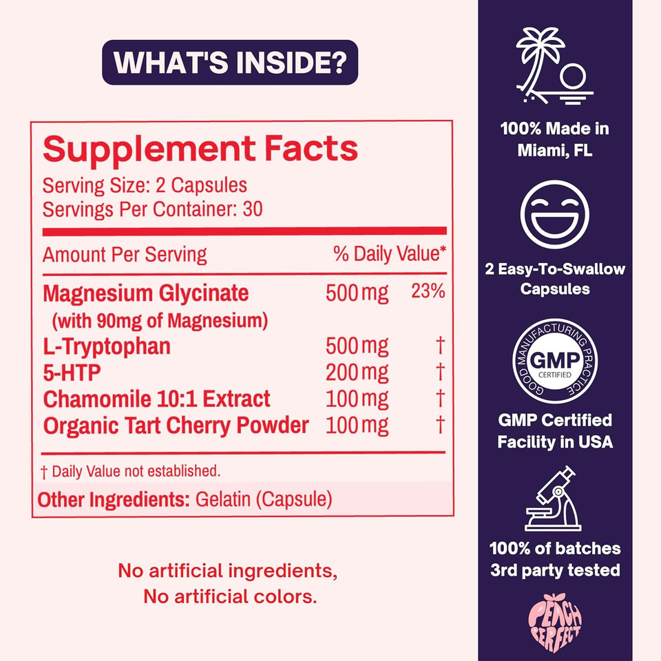 Twilight Magnesium Glycinate Sleep Multivitamin Magnesium Supplement With Organic Tart Cherry, Chamomile, 5-Htp, L-Tryptophan, Natural Sleepy Girl Mocktail, 60 Capsules, 30 Servings