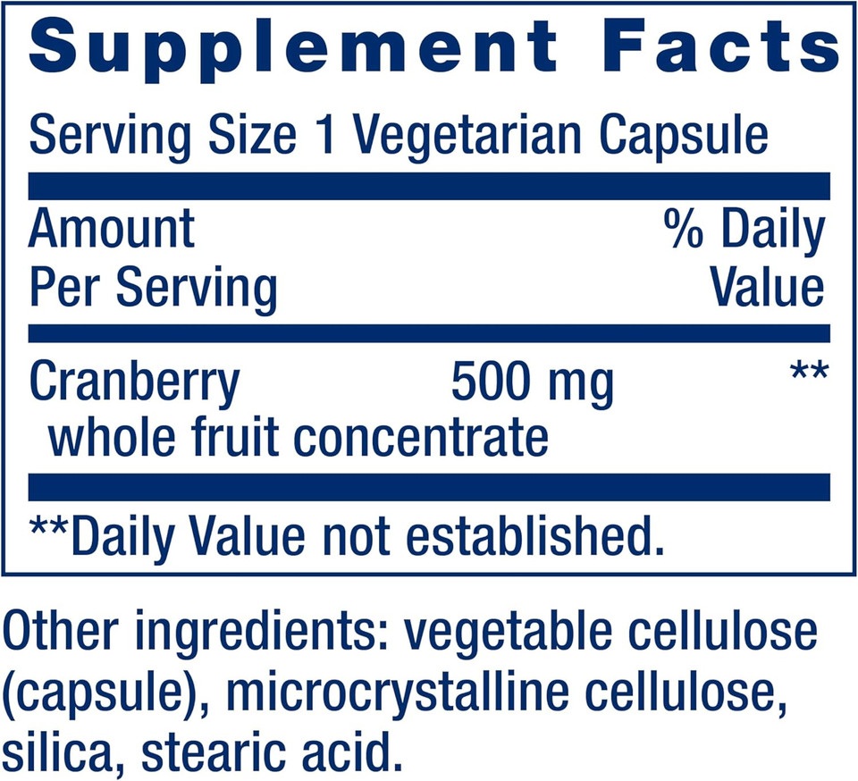 Life Extension Cran-Maxã¢Â®, 500 Mg, Cranberry Whole Fruit Concentrate, Promotes Urinary Tract Health With Powerful Antioxidants, Gluten-Free, Vegetarian, Non-Gmo, 60 Capsules