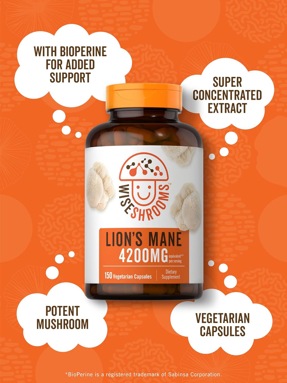 Carlyle Lions Mane Supplement Capsules 4200 Mg | 150 Count | Vegetarian, Non-Gmo, Gluten Free | Wiseshrooms