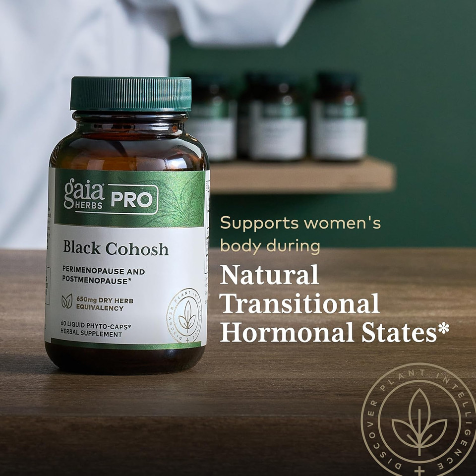 Gaia Herbs Pro Black Cohosh - Herbal Supplements For Menopause Support - Supports Hormone Balance For Women - With Black Cohosh - 60 Vegan Liquid Phyto-Capsules (60 Servings)