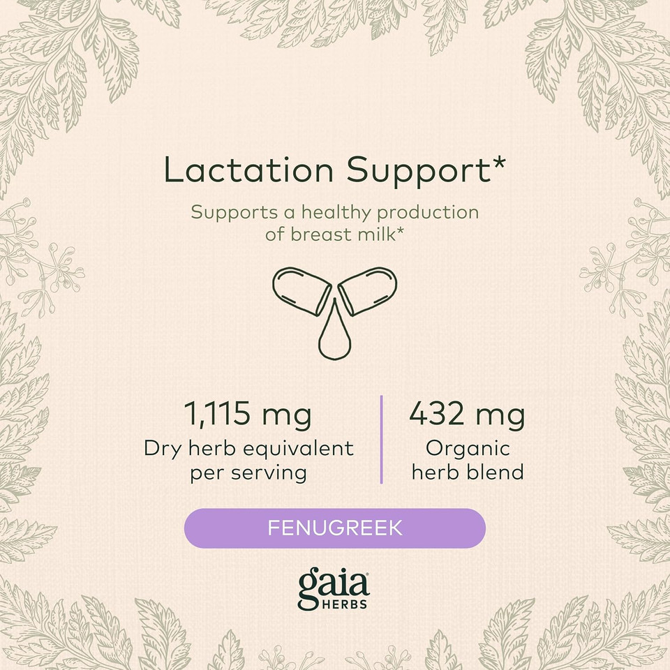 Gaia Herbs Lactation Support - Supports Healthy Milk In Nursing Mothers* - Fenugreek And Fennel Seed - 60 Vegan Liquid Phyto-Capsules (20-Day Supply)