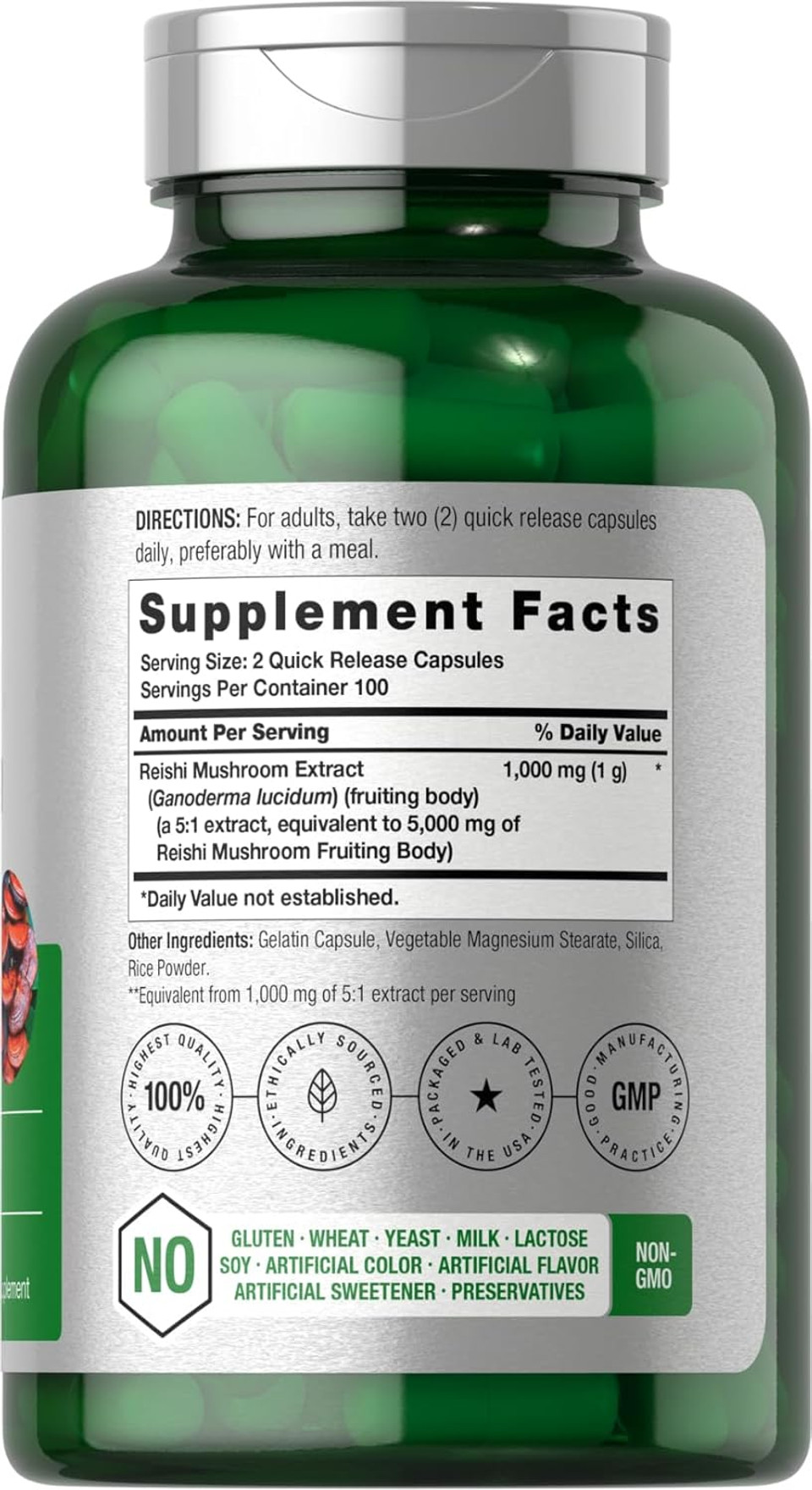 Horbã£Â¤Ach Reishi Mushroom Capsules | 5000Mg | 200 Count | Non-Gmo And Gluten Free Extract Supplement