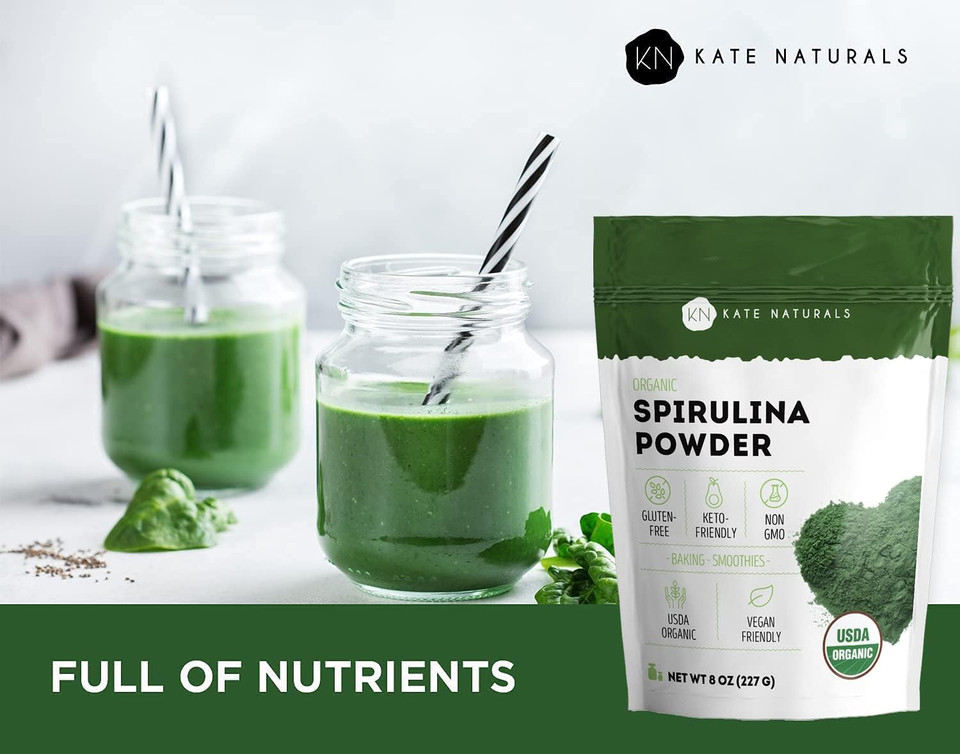 Kate Naturals Organic Spirulina Powder For Immune Support And Antioxidants. Nutrient Dense Superfood Supplement (8 Oz, Usda Certified, Non-Gmo, Gluten- Free) Kate Naturals Organic Spirulina Powder For Immune Support And Antioxidants. Nutrient Dense Superfood Supplement (8 Oz, Usda Certified, Non-Gmo, Gluten- Free)