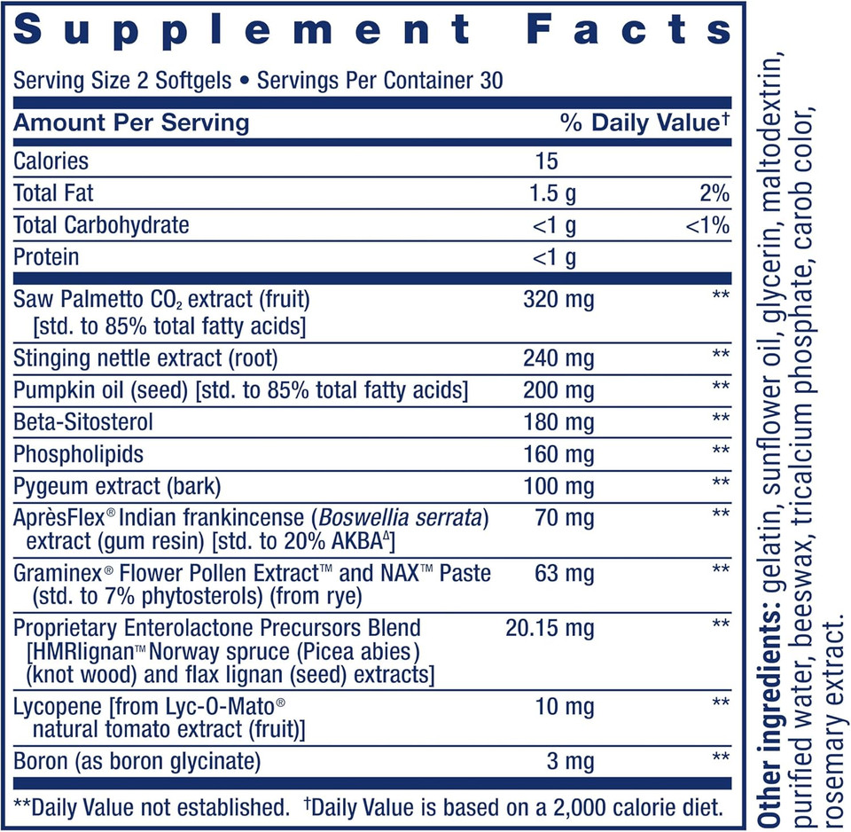 Life Extension Ultra Prostate Formula, Saw Palmetto For Men, Pygeum, Stinging Nettle Root, Lycopene, 11 Nutrients For Prostate Function, Non-Gmo, Gluten-Free, 60 Softgels