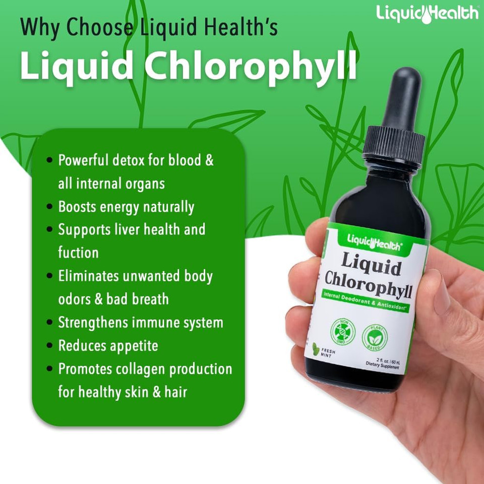 Liquidhealth Liquid Chlorophyll Drops - Internal Deodorizer, Liver Detox, Immune Support, Stop Bad Breath, Reduce Appetite, Vegan, Non-Gmo (2 Oz)
