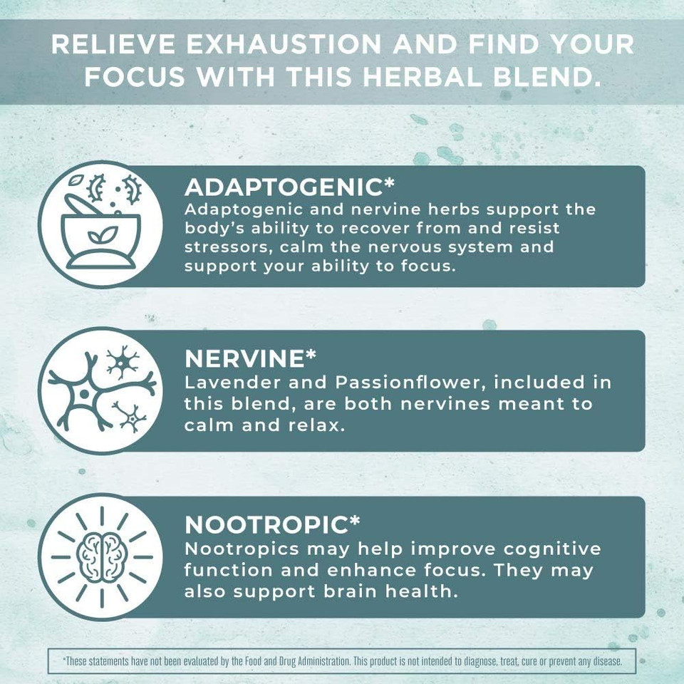 Usda Organic Nootropic Focus Supplement With Ginkgo Biloba - Brain, Memory And Adrenal Support