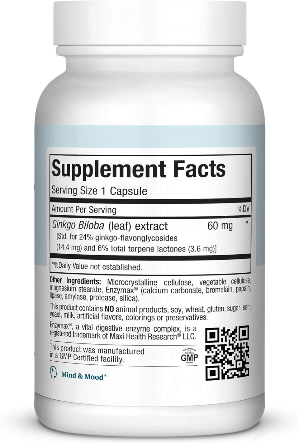 Maxi Health Ginkgo Biloba - Brain And Circulation Formula - 90 Capsules - Kosher (Qgb)