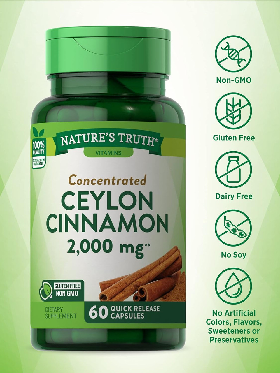 Nature'S Truth Ceylon Cinnamon Pill Capsules | 2000Mg | Non-Gmo & Gluten Free Supplement