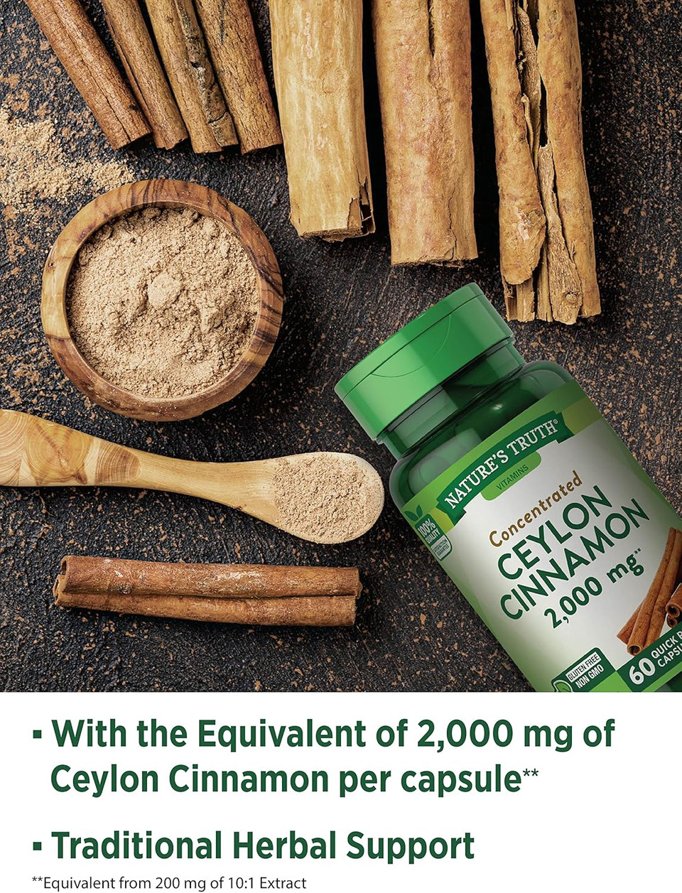 Nature'S Truth Ceylon Cinnamon Pill Capsules | 2000Mg | Non-Gmo & Gluten Free Supplement
