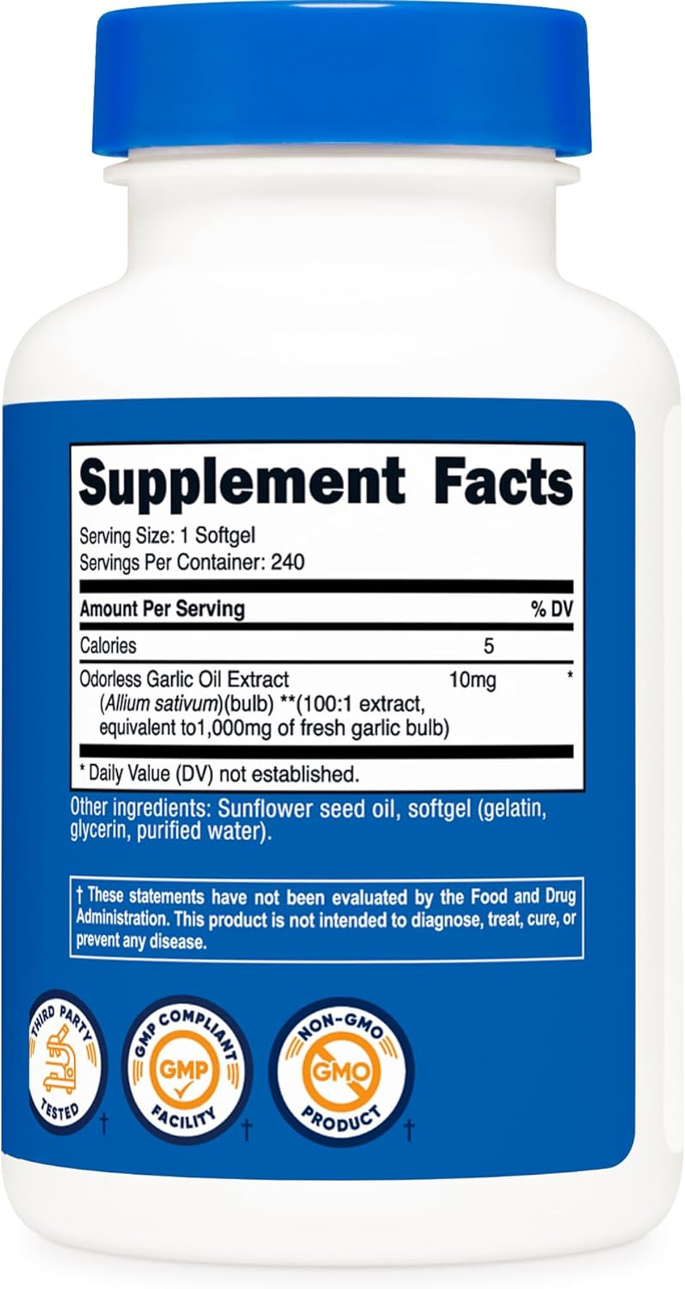 Nutricost Garlic 1000Mg, 240 Softgels - Premium Gluten Free Garlic Supplement