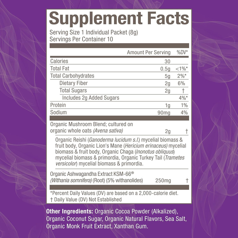 Om Mushroom Superfood Hot Chocolate Blend Mushroom Powder, Single Serve, 10 Count, Dutch Cocoa, 2G Of Sugar, 25 Calories, Lion'S Mane, Reishi, Chaga, Turkey Tail, Focus And Stress Support Om Mushroom Superfood Hot Chocolate Blend Mushroom Powder, Single Serve, 10 Count, Dutch Cocoa, 2G Of Sugar, 25 Calories, Lion'S Mane, Reishi, Chaga, Turkey Tail, Focus And Stress Support