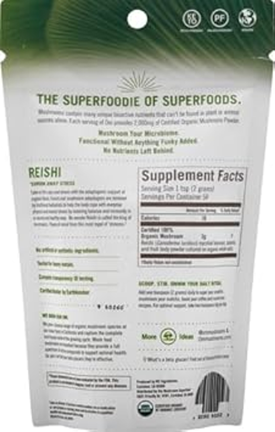 Om Mushroom Superfood Reishi Organic Mushroom Powder, 3.5 Ounce, 50 Servings, Adaptogen, Stress & Immune Support, Superfood Mushroom Supplement