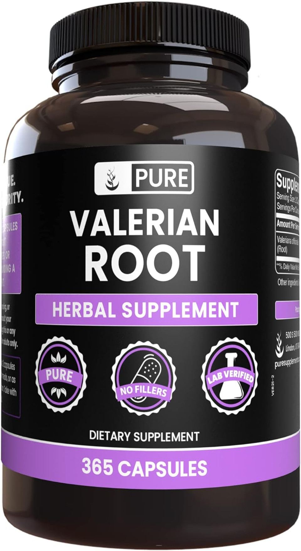 Pure Original Ingredients Valerian Root (365 Capsules) No Magnesium Or Rice Fillers, Always Pure, Lab Verified
