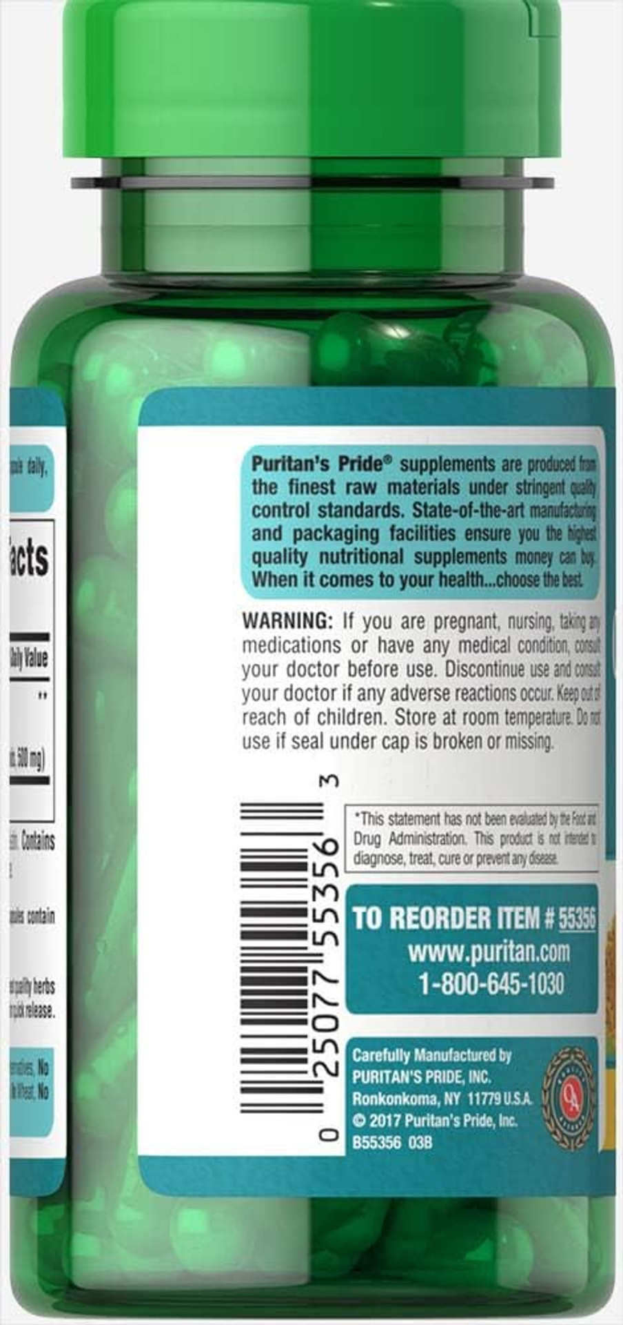 Puritan'S Pride Curcuminoids 500 Mg From Turmeric Standardized Extract Capsules, White, 30 Count