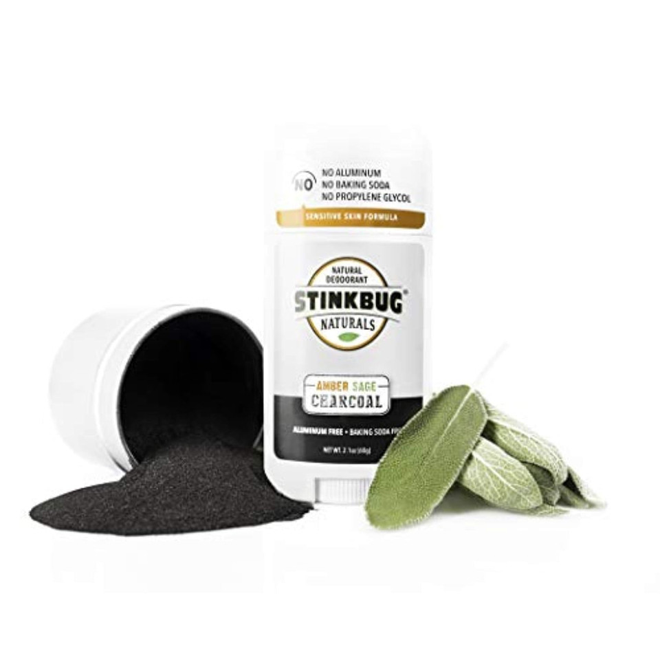 Natural Organic Sensitive Skin Deodorant Stick With Amber And Sage, Coconut Oil And Activated Charcoal, Aluminum Free Deodorant By Stinkbug Naturals, 2.1 Ounce Natural Organic Sensitive Skin Deodorant Stick With Amber And Sage, Coconut Oil And Activated Charcoal, Aluminum Free Deodorant By Stinkbug Naturals, 2.1 Ounce