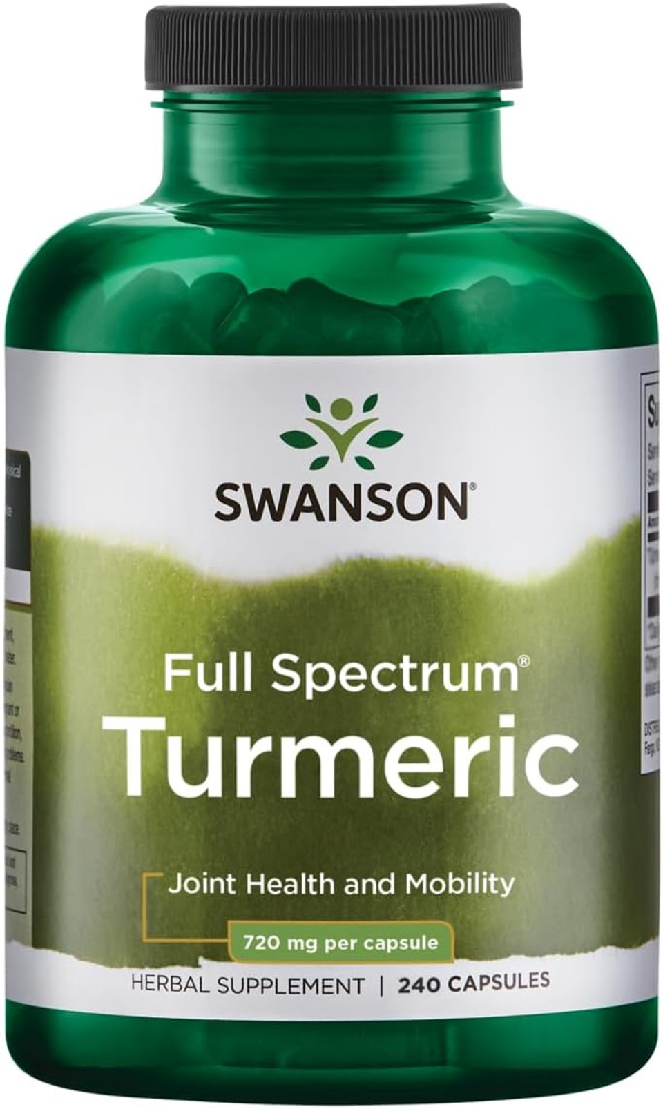 Swanson Turmeric Antioxidant, Joint Health, Cardiovascular, Liver Detox, Mood And Memory Support Supplement Curcuma Longa (Rhizome) 720 Mg, 240 Capsules, 120 Servings, 1.44 Grams Per Serving