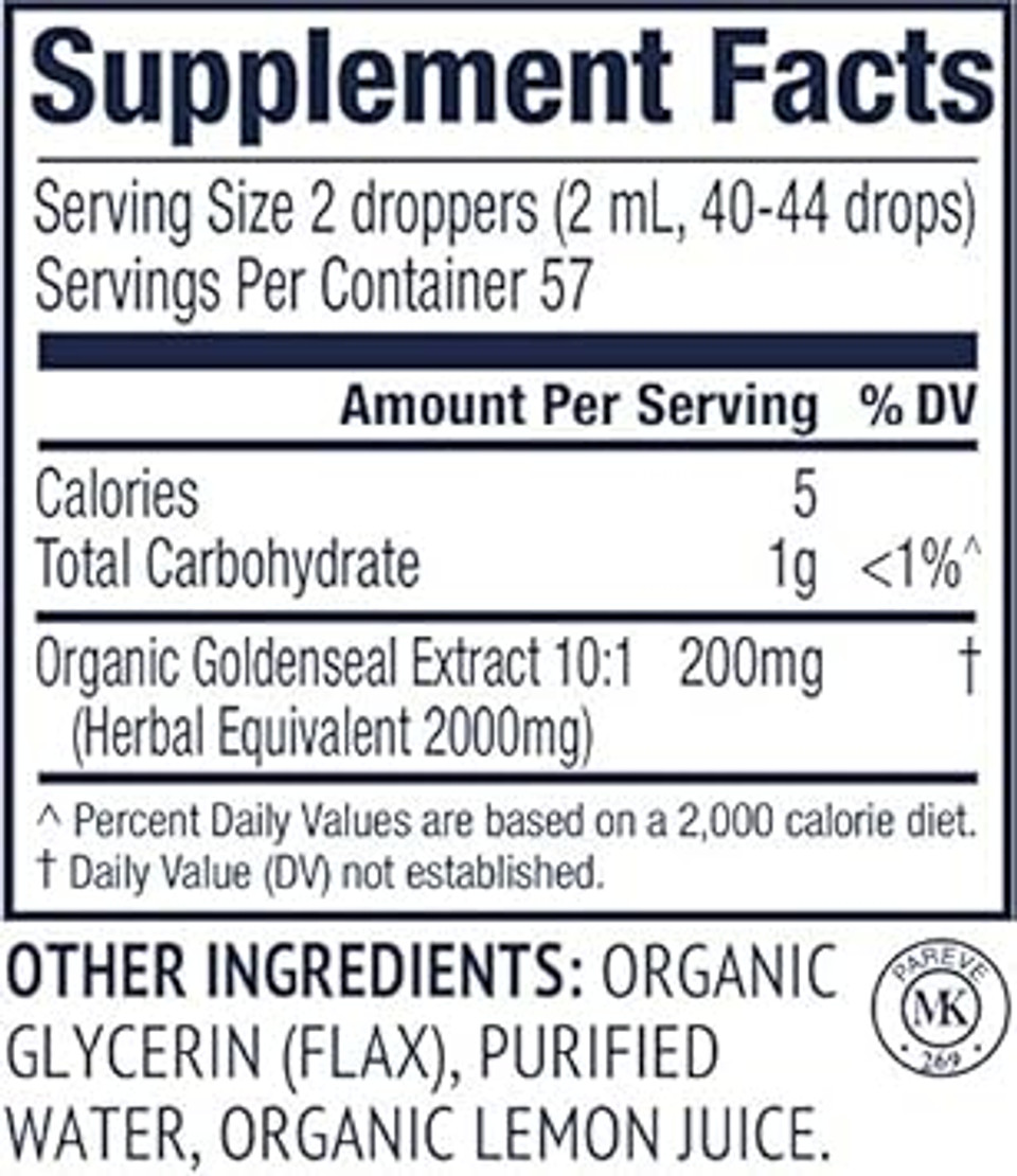 Vimergy Usda Organic Goldenseal Extract, 57 Servings - Alcohol-Free, Gluten-Free, Non-Gmo, Kosher, Corn-Free, Soy-Free, Vegan & Paleo Tincture (115 Ml)
