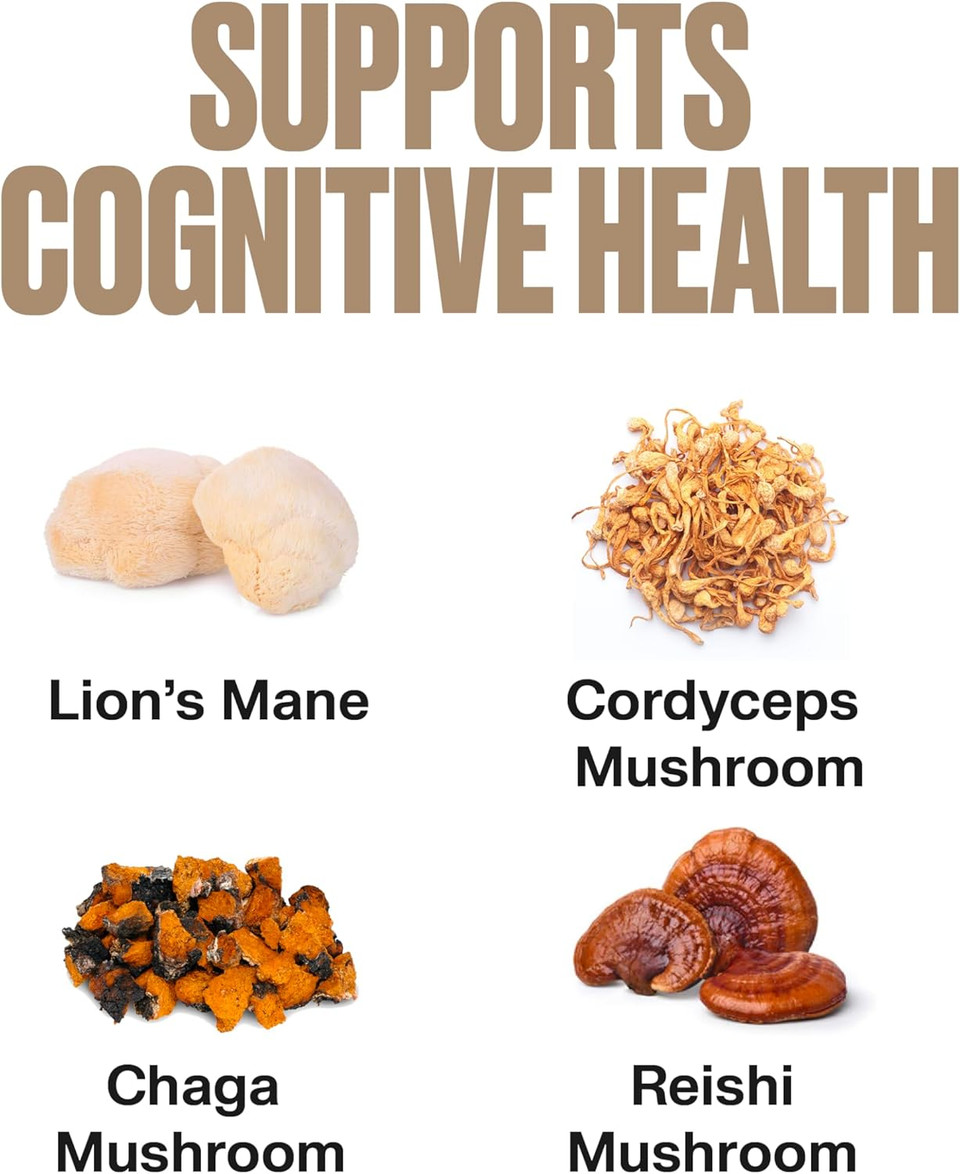 Vitahustle Super Mushroom Mood + Mind Focus Gummies, Lions Mane Mushrooms, Reishi, Chaga, Cordyceps, Vegan, Low Sugar, Non Gmo, Cherry Flavor, 50 Count