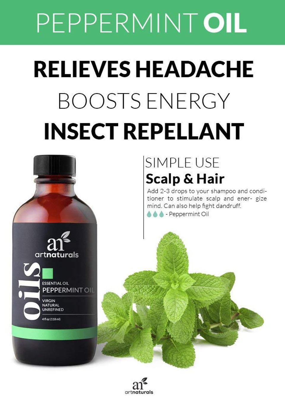 Artnaturals Oil, Peppermint, 4 Fluid Ounce