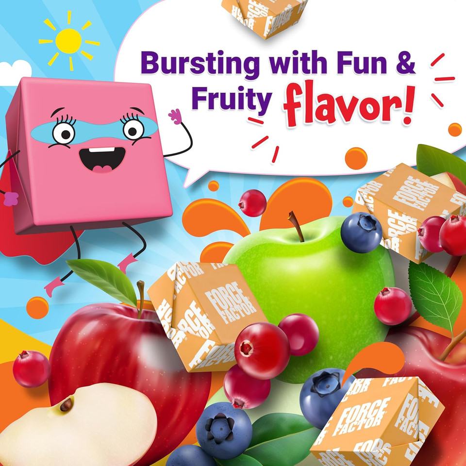 Force Factor Kids Immune Health Super Chews, Kids Immune Support Supplement With Vitamin D For Kids, Elderberry, Vitamin C, & Zinc, 2-Month Supply, Non-Gmo, Apple Berry Flavor, 60 Soft Chews