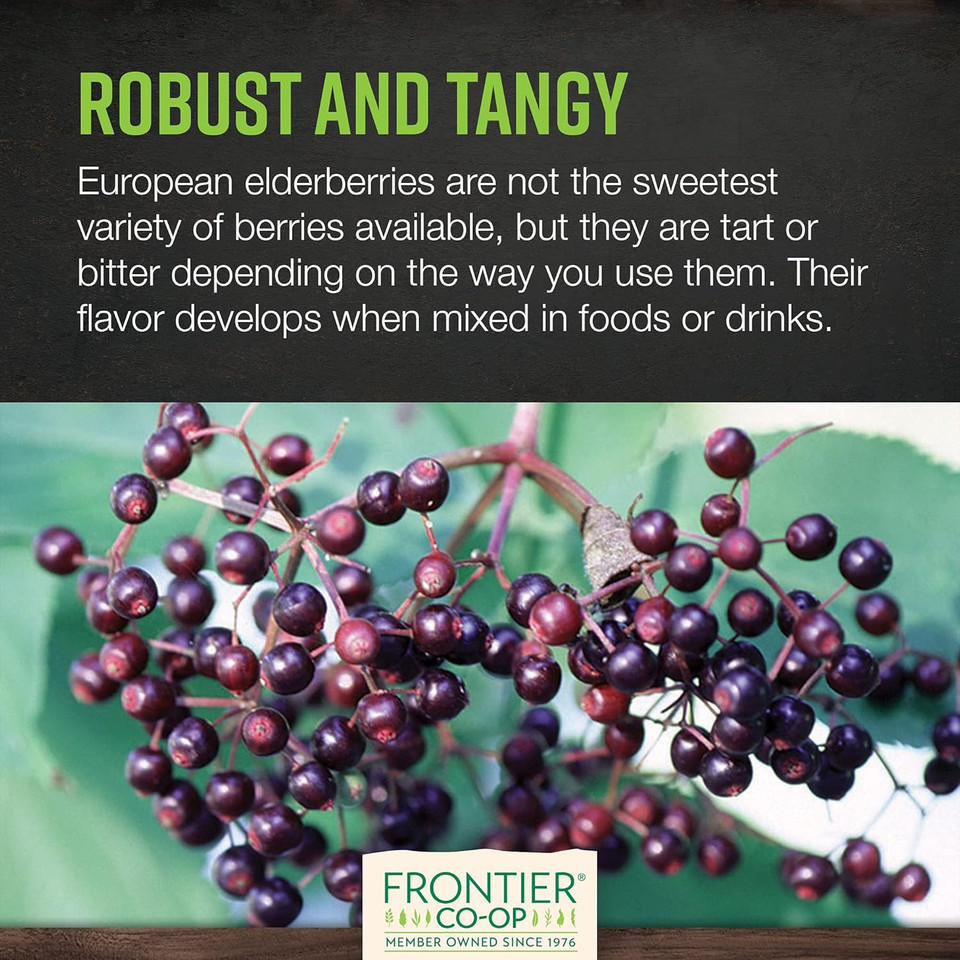 Frontier Co-Op Organic Dried Elderberries, 1Lb Bulk Bag, European Whole | Kosher & Non-Gmo Organic Elderberry Berries Dried, For Tea, Immune Support