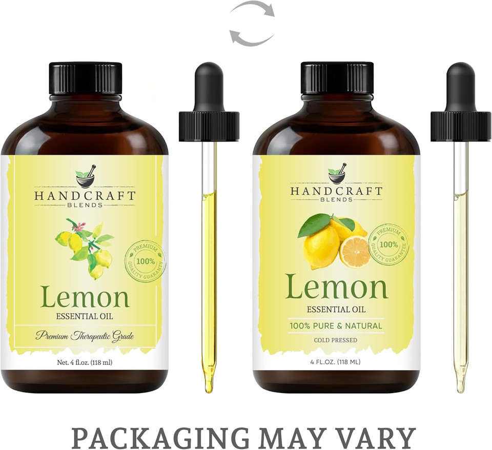 Handcraft Blends Lemon Essential Oil - Huge 4 Fl Oz - 100% Pure And Natural - Premium Grade With Glass Dropper