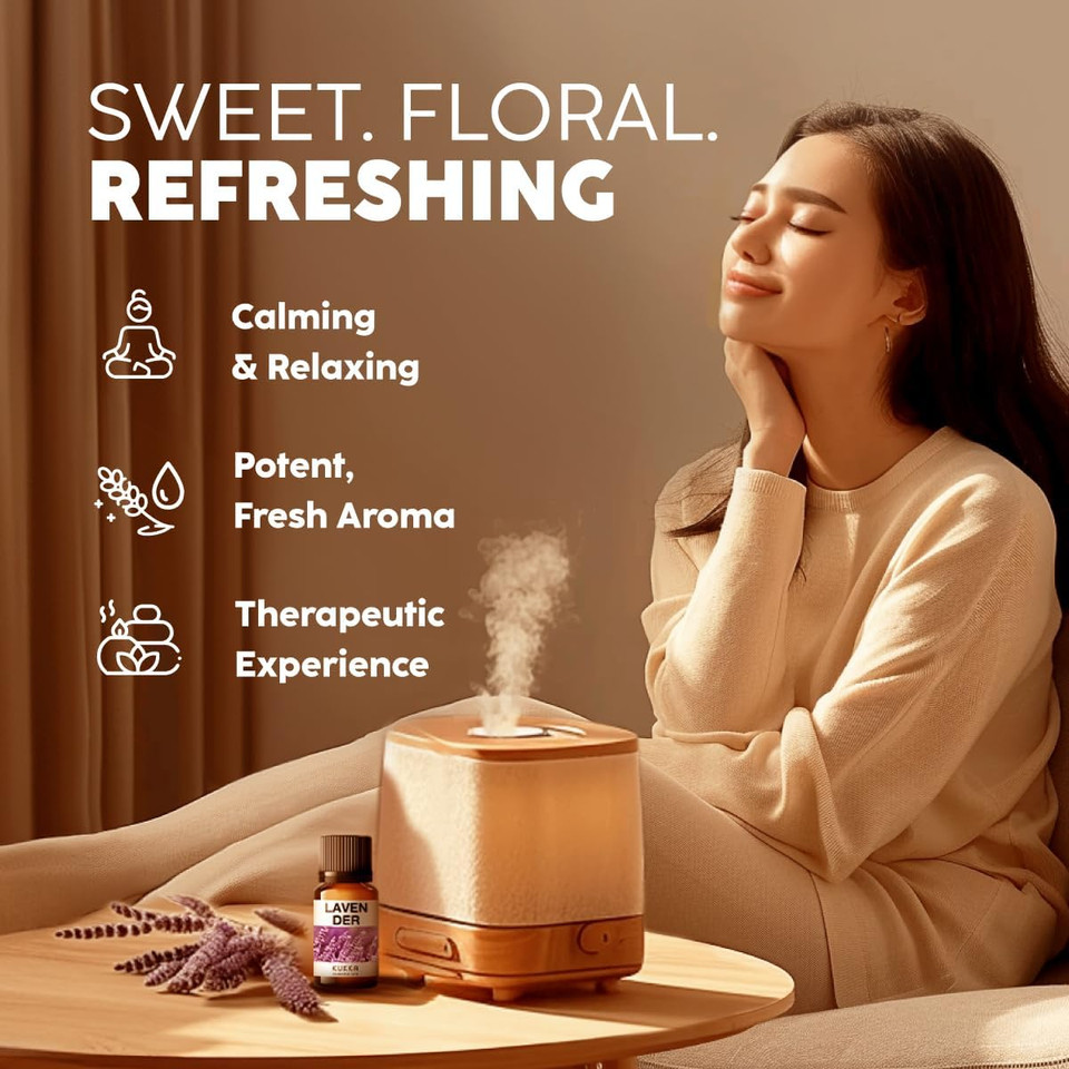 Lavender Essential Oil For Diffuser Skin & Hair (0.34Oz) - 100% Pure Lavender Oil For Relaxation & Nourishment & Soap Making Scent - Lavender Essential Oil Pure By Kukka