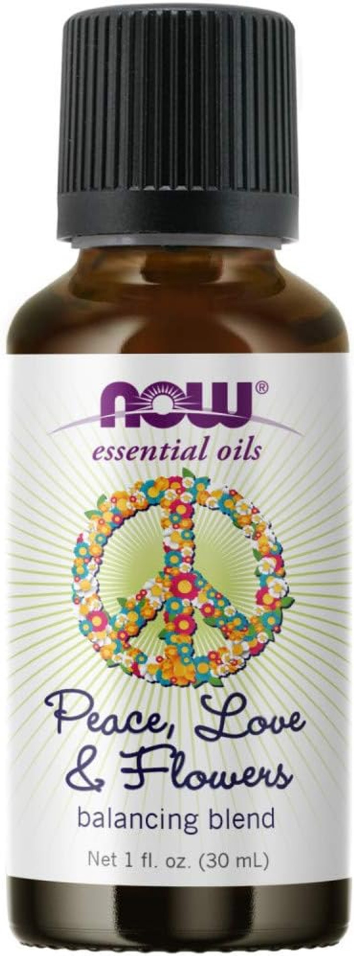 Now Foods Essential Oils, Peace, Love And Flowers, Sweet Floral Aromatherapy Scent, Blend Of Pure Essential Oils, Vegan, Child Resistant Cap, 1-Ounce
