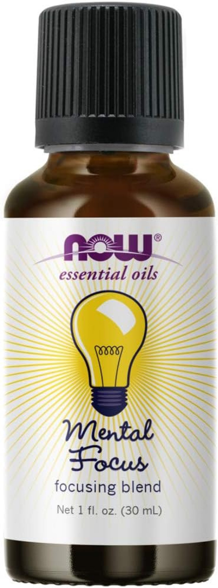 Now Essential Oils, Mental Focus Oil Blend, Centering Aromatherapy Scent, Blend Of Pure Essential Oils, Vegan, Child Resistant Cap, 1-Ounce