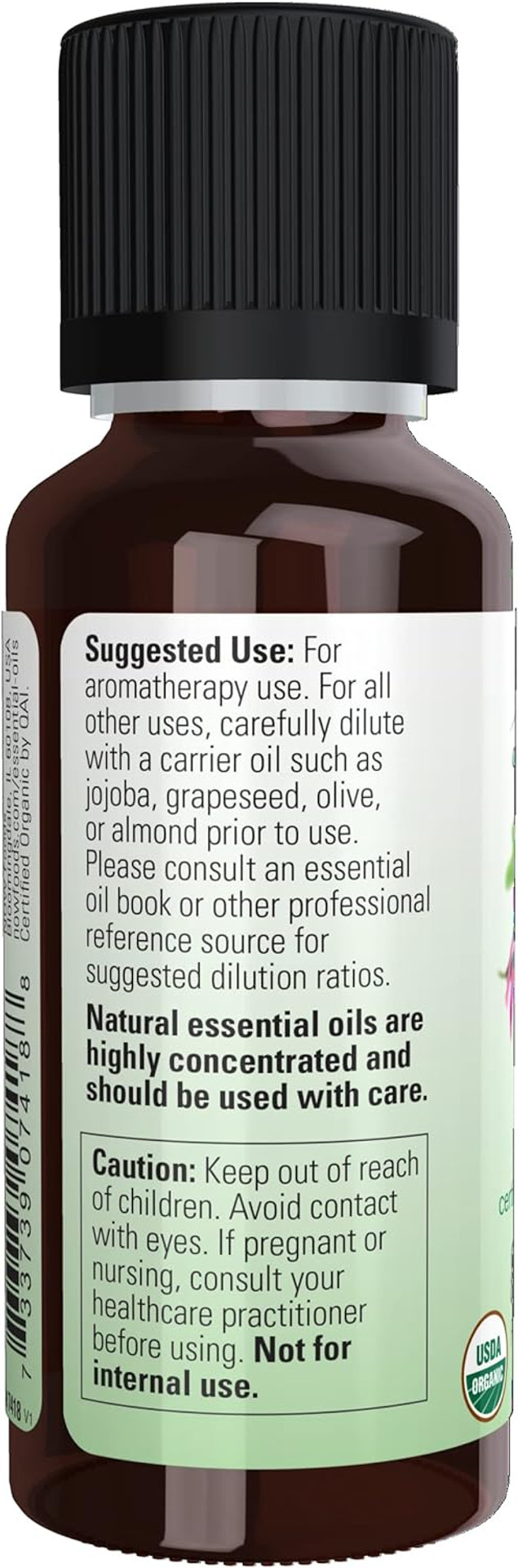 Now Essential Oils, Geranium Oil, Certified Organic, Soothing Aromatherapy Scent, Steam Distilled, 100% Pure, Child Resistant Cap, 1-Ounce