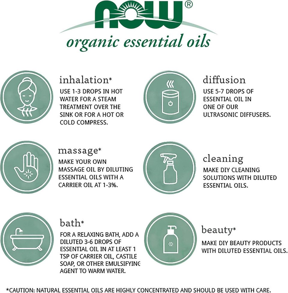 Now Essential Oils, Geranium Oil, Certified Organic, Soothing Aromatherapy Scent, Steam Distilled, 100% Pure, Child Resistant Cap, 1-Ounce