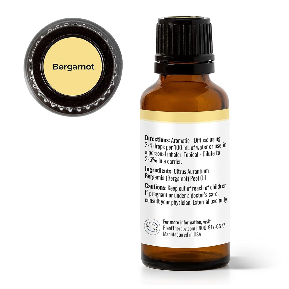 Plant Therapy Bergamot Essential Oil 100% Pure, Undiluted, Natural, Therapeutic Grade 30 Ml (1 Oz)