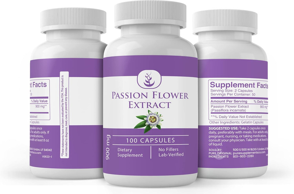 Pure Original Ingredients Passion Flower Extract, (100 Capsules) Always Pure, No Additives Or Fillers, Lab Verified