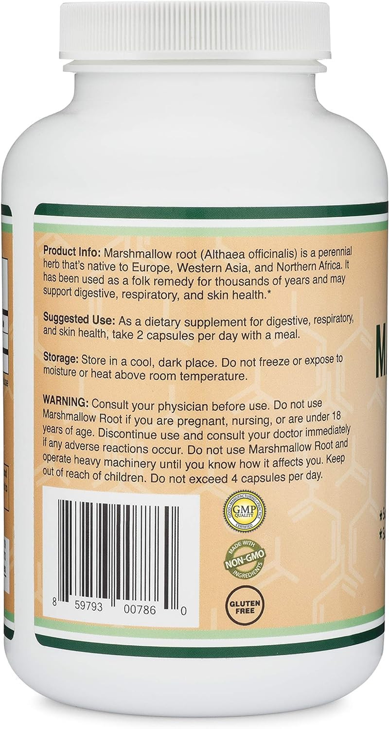Marshmallow Root Capsules (210 Count, 1,000Mg Per Serving) High In Mucilage To Support Respiratory, Skin And Gut Repair (Vegan Safe, Gluten Free) By Double Wood