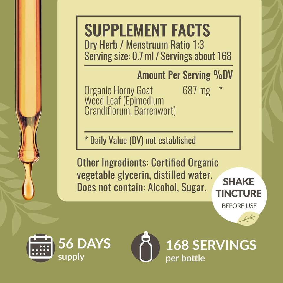 Herbamama Horny Goat Weed Liquid Energy Drops - Horny Goat Weed Extract Energy Supplements For Women And Men - Vegan, Alcohol & Sugar-Free, 21-Day Supply