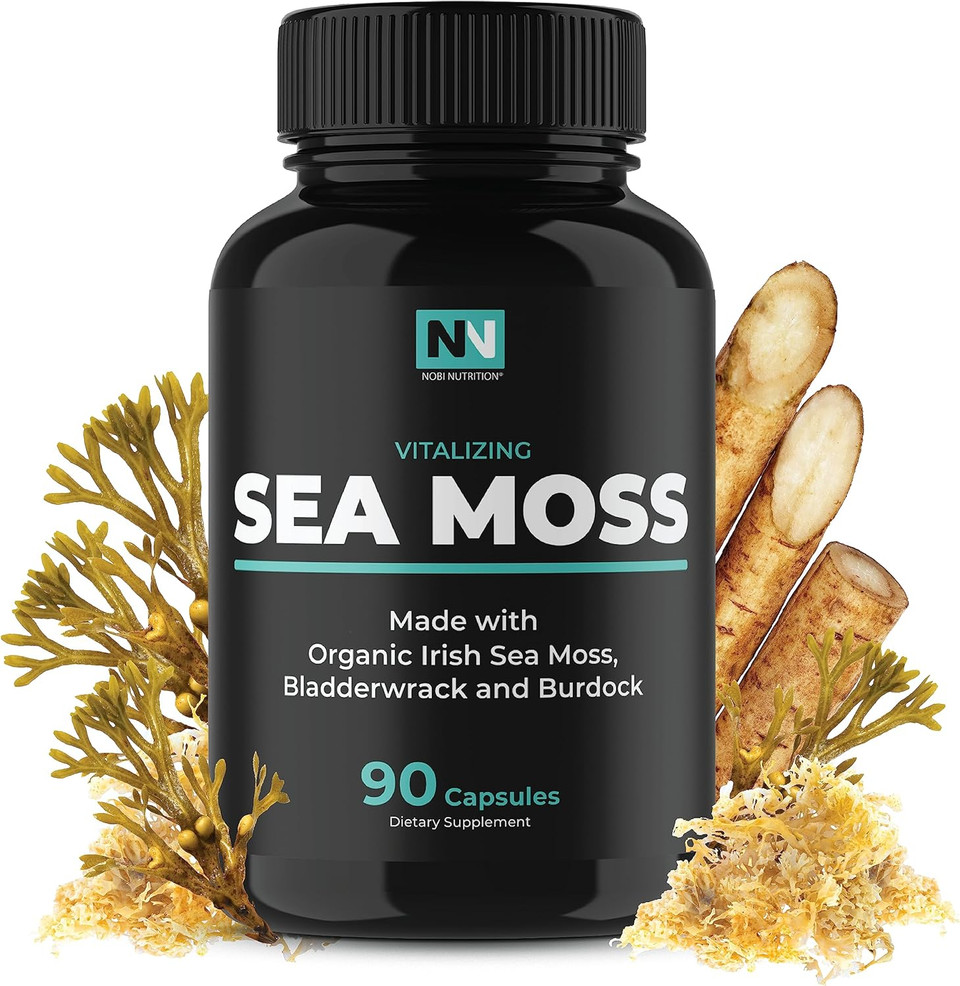 Irish Sea Moss Capsules | With Organic Irish Moss, 300Mg Burdock Root & 500Mg Bladderwrack Powder | 45-Day Supply | 1300Mg Complex | Provides Iodine For Thyroid & Immune Support | 90 Veggie Pills