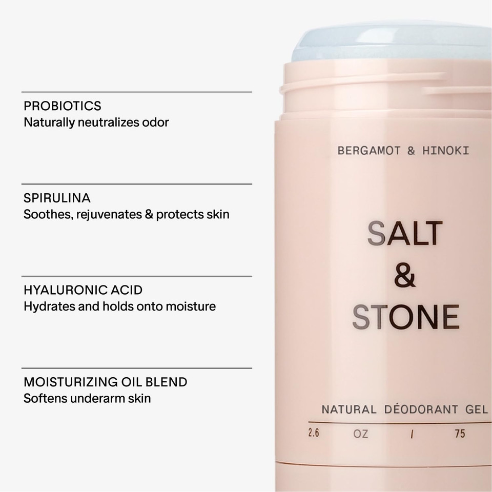 Salt & Stone Sensitive Skin Natural Deodorant Gel | Natural Deodorant For Women & Men | Aluminum Free & Baking Soda Free For Sensitive Skin | Free From Parabens, Sulfates & Phthalates (2.6 Oz)