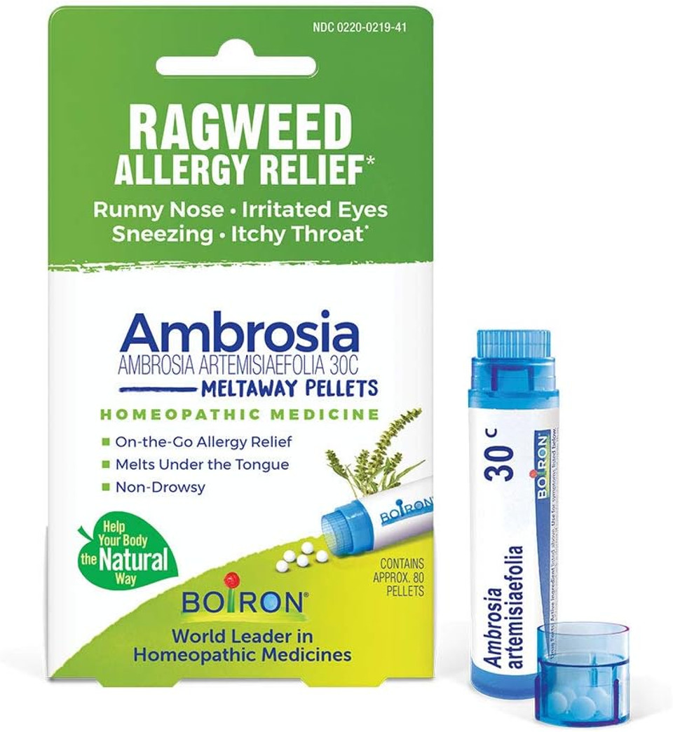 Boiron Ambrosia 30C Homeopathic Medicine For Ragweed Or Hay Fever Relief And Allergy Symptoms Of Sneezing, Runny Nose, And Itchy Eyes Or Throat - 1 Count (80 Pellets) Boiron Ambrosia 30C Homeopathic Medicine For Ragweed Or Hay Fever Relief And Allergy Symptoms Of Sneezing, Runny Nose, And Itchy Eyes Or Throat - 1 Count (80 Pellets)
