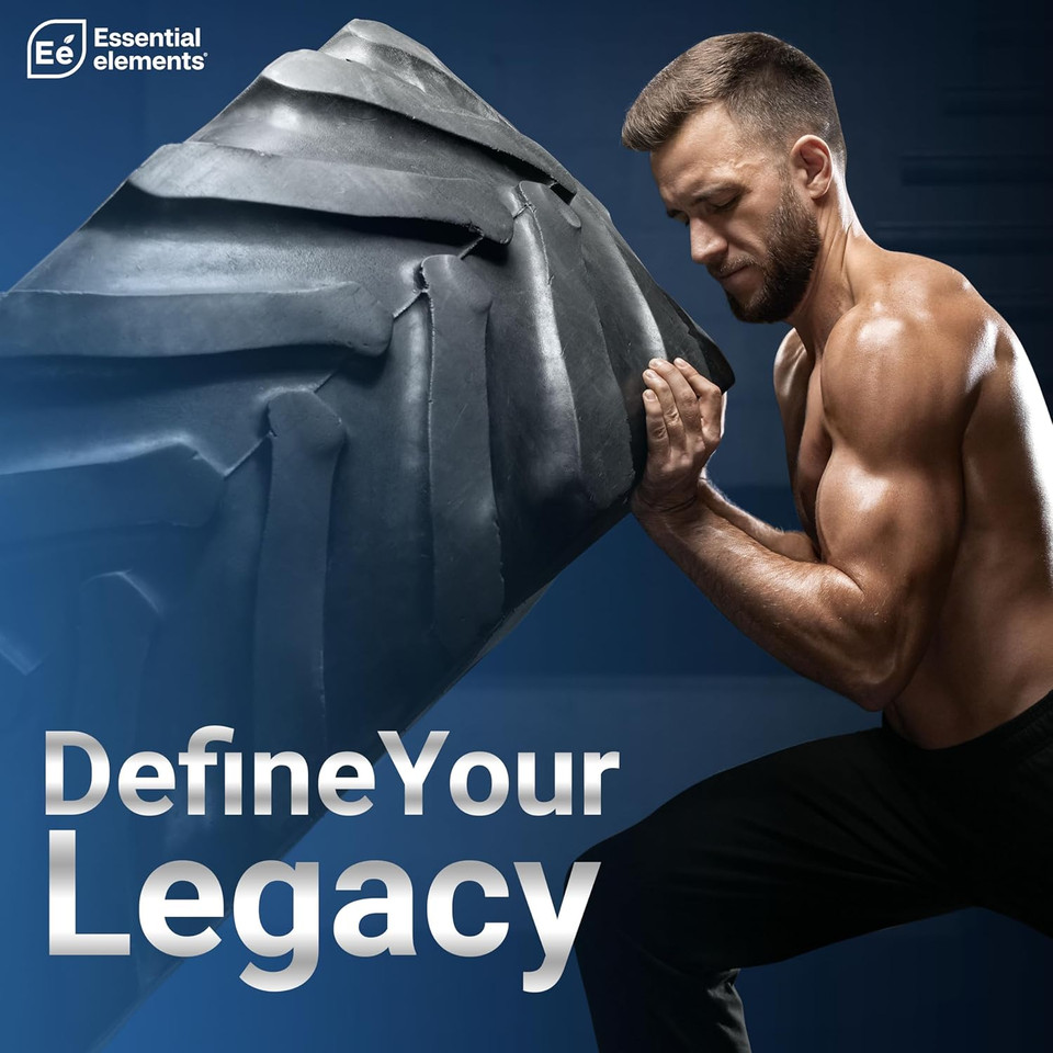 Essential Elements T-Hero Platinum Male Health Supplement For Mens Health - Muscle Growth Support & T-Health With Shoden Ashwagandha, Shilajit, Dim & More - Gym Supplements For Men - 60 Caps