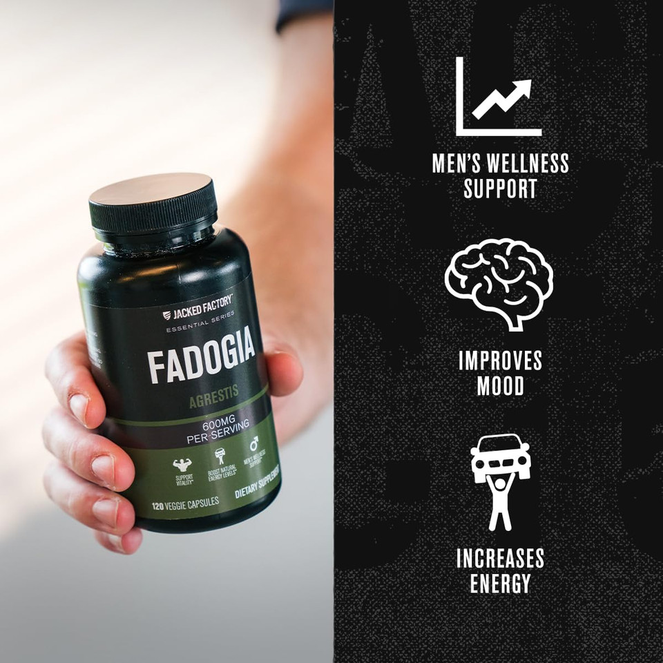 Jacked Factory Essentials Fadogia Agrestis Extract - Fadogia Agrestis 600Mg For Vitality & Energy Support, Enhanced Strength, Endurance, & Muscle Growth - 120 Veggie Capsules