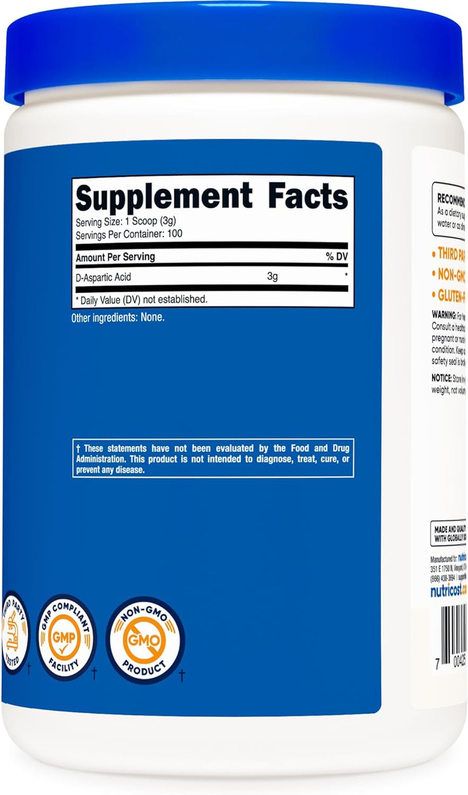 Nutricost D-Aspartic Acid (Daa) Powder 300G - Pure D Aspartic Acid